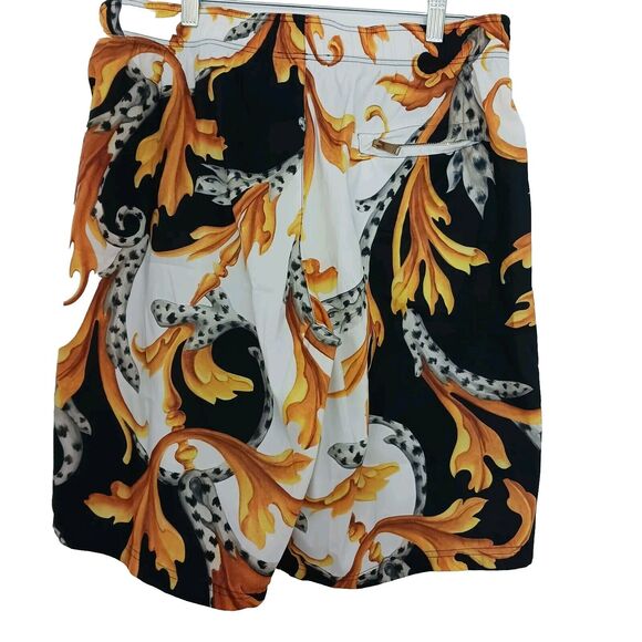 Versace Barocco Acanthus Print Men's Swim Trunks Size 6 Large BLACK GOLD $900 - Picture 2 of 16